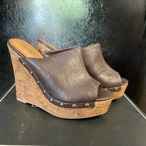 Soda - Faux Leather Wedge Heels with Nailhead Detail!